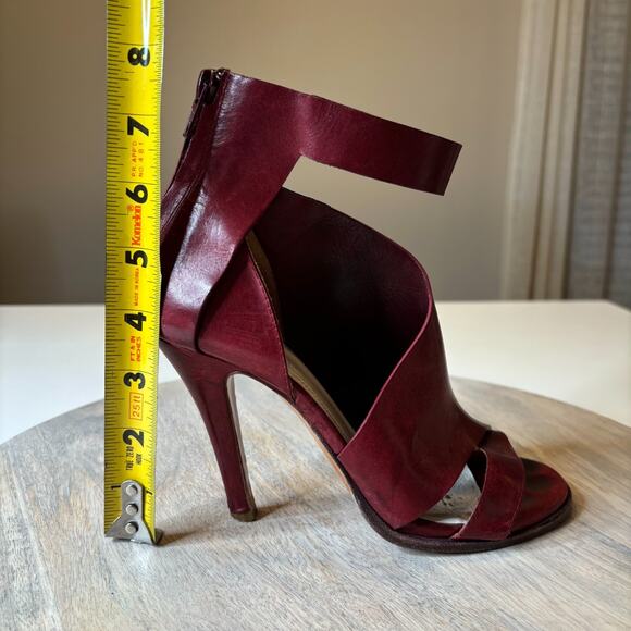 Maison Margiela 23 Leather Peep Toe Heels Red Ankle Cuff Sandals EU 36 US 6 - Picture 9 of 9
